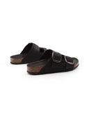 Ciabatta in pelle a doppia fascia donna