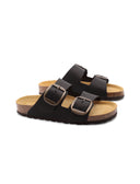 Ciabatta a doppia fascia in pelle donna