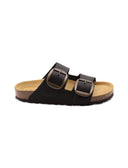 Ciabatta a doppia fascia in pelle donna