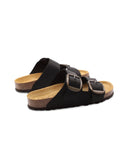 Ciabatta a doppia fascia in pelle donna