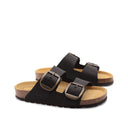 Ciabatta a doppia fascia in pelle donna