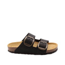 Ciabatta a doppia fascia in pelle donna