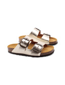 Ciabatta a doppia fascia in pelle donna