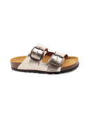 Ciabatta a doppia fascia in pelle donna