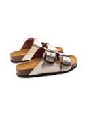 Ciabatta a doppia fascia in pelle donna