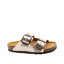 Ciabatta a doppia fascia in pelle donna