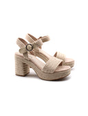 Sandalo in corda con tacco alto donna