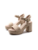 Sandalo in corda con tacco alto donna