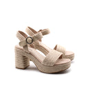 Sandalo in corda con tacco alto donna