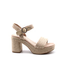 Sandalo in corda con tacco alto donna