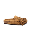 Sabot scamosciato con frange e perline