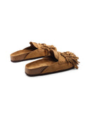 Sabot scamosciato con frange e perline