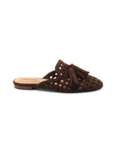 Mules scamosciata con nappine da donna