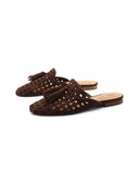 Mules scamosciata con nappine da donna