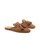 Mules scamosciata con nappine da donna