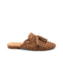 Mules scamosciata con nappine da donna