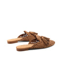 Mules scamosciata con nappine da donna