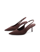 Décolleté slingback in raso da donna