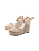 Espadrillas zeppa con lacci da donna