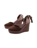 Espadrillas zeppa con lacci da donna