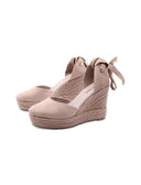 Espadrillas zeppa con lacci da donna