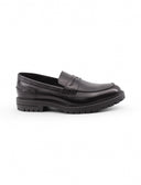 Penny loafers neri in pelle da uomo
