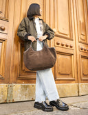 Borsa a spalla scamosciata da donna