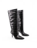 Stivale alto effetto coccodrillo donna