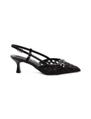 Slingback nera con morsetto da donna