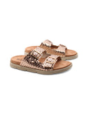 Ciabatta metallizzata con fibbie donna