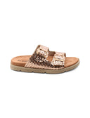 Ciabatta metallizzata con fibbie donna