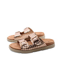 Ciabatta metallizzata con fibbie donna