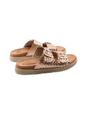 Ciabatta metallizzata con fibbie donna
