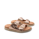 Ciabatta metallizzata con fibbie donna