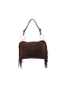 Borsa scamosciata con frange da donna