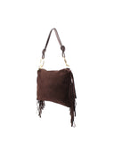 Borsa scamosciata con frange da donna