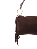 Borsa scamosciata con frange da donna