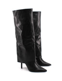 Stivale nero con risvolto da donna