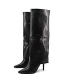 Stivale nero con risvolto da donna