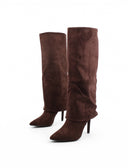 Stivale marrone con risvolto da donna