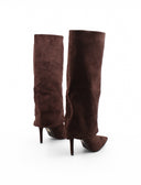 Stivale marrone con risvolto da donna