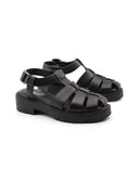 Sandalo cage nero in pelle da donna