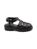 Sandalo cage nero in pelle da donna