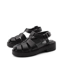 Sandalo cage nero in pelle da donna