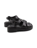Sandalo cage nero in pelle da donna
