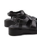 Sandalo cage nero in pelle da donna