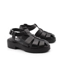 Sandalo cage nero in pelle da donna