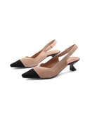 Décolleté slingback in maglia bicolore