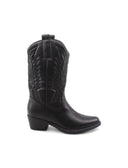 Stivale texano nero con ricami da donna