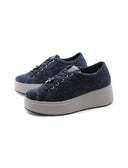 Sneaker gioiello in velluto blu donna